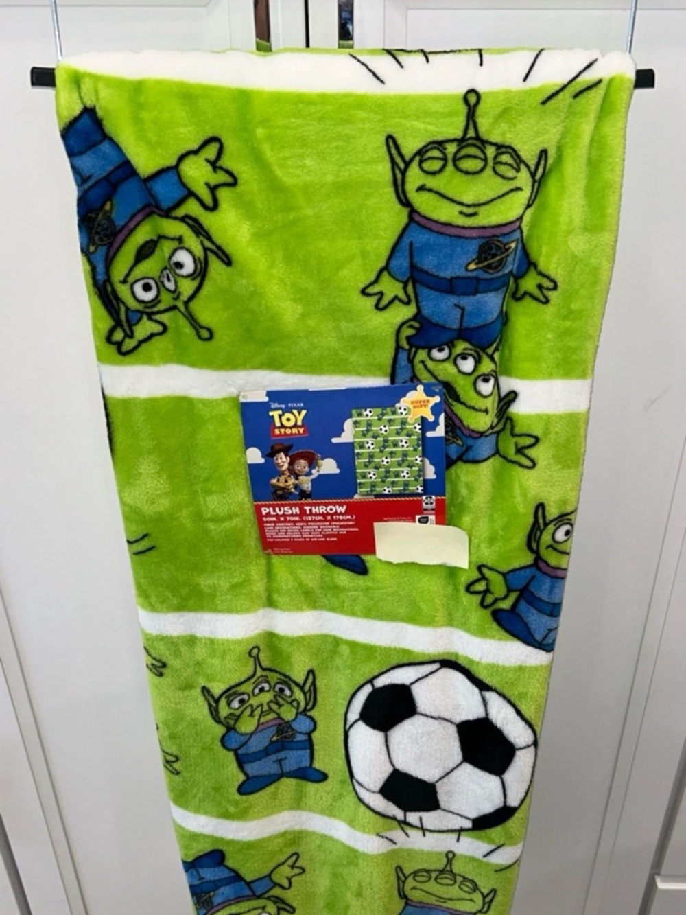 Disney Toy Story Green Alien Soccer Plush Throw Blanket